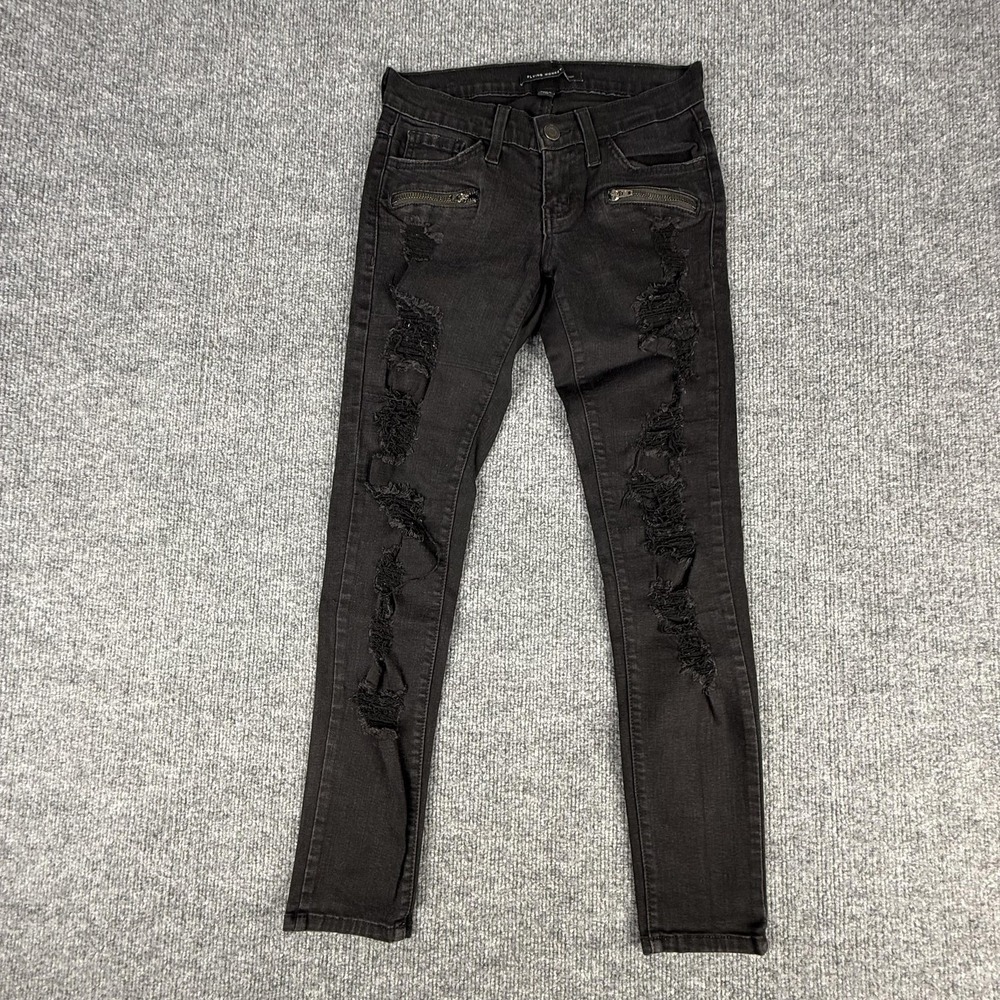 Flying Monkey Jeans Womens 24 Charcoal Gray Mid Rise Distressed Skinny B643